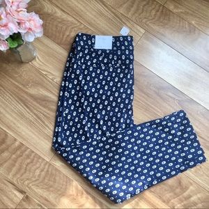 NWT Loft Cropped Julie Pant Navy And White Size 12